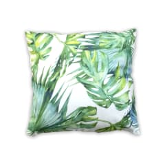 COJIN DECORATIVO ESTAMPADO  FONDO BLANCO HOJAS VERDES 43X43CM | 6 UNID