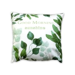COJIN DECORATIVO ESTAMPADO FONDO BLANCO GOOD MORNING 43X43CM | 6 UNID