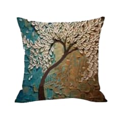 COJIN DECORATIVO ESTAMPADO ARBOL AZUL/MARRON  43X43CM | 6 UNID