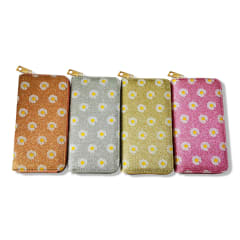 BILLETERA MUJER FLORES BLANCAS 19X10CM