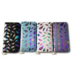 BILLETERA MUJER DISEÑO PLUMAS 19X10CM