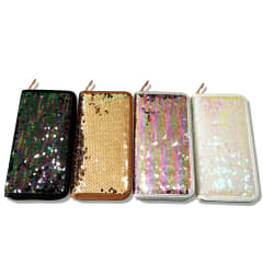 BILLETERA MUJER 19X10CM LENTEJUELAS BRILLANTES COLORES