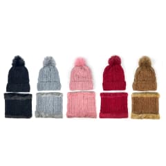 CONJUNTO ADULTO GORRO Y CUELLO DOBLE CAPA PLUSH COLORES SURTIDOS