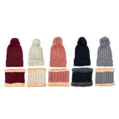 GORRO DE MUJER CON CUELLO LISO SURTIDO TEJIDO  21X20CM | 12 UNID