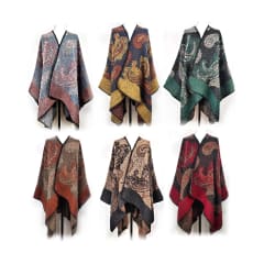PONCHO DE MUJER ABIERTO DISEÑO SURTIDO JASPEADO 130X150CM | 12 UNID