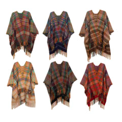 PONCHO DE MUJER ABIERTO DISEÑO LINEAS 125X150CM | 12 UNID