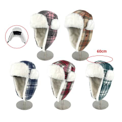 GORRO UNISEX DISEÑO AVIADOR PLUSH CUADROS 60CM | 12 UNID