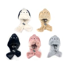 GORRO OREJAS DISEÑO PERRO PELUDO CON BUFANDA CON CONEJO 58-62CM