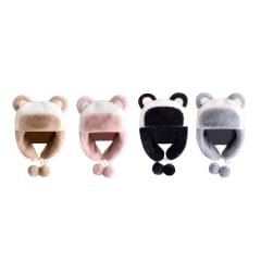 GORRO CON OREJAS DISEÑO OSO CON AMARRAS 58CM