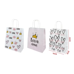 BOLSA DE REGALO LOVE DE PAPEL KRAFT 22X16X8 CM