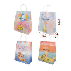 BOLSA DE REGALO ANIMALITOS DE PAPEL KRAFT 27X22X11 CM