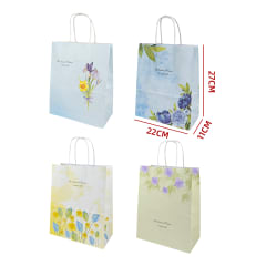 BOLSA DE REGALO FLORAL DE PAPEL KRAFT 27X22X11 CM