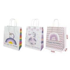 BOLSA DE REGALO DE UNICORNIO KRAFT 22X16X8 CM