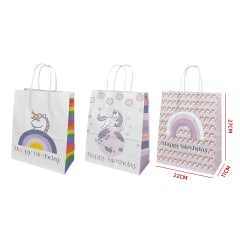 BOLSA DE REGALO DE UNICORNIO KRAFT 27X22X11 CM