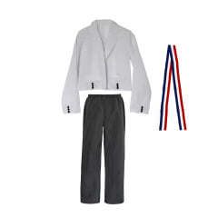 TRAJE HUASO 3PCS CHAQUETA BLANCA PANTALON LISTADO T.14-16-S