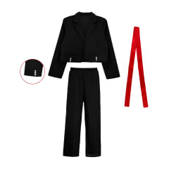 TRAJE HUASO 3PCS CHAQUETA /PANTALON NEGRO T.6-8-10-12
