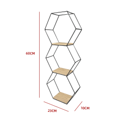 REPISA METALICA HEXAGONOS 60×23×10 CM
