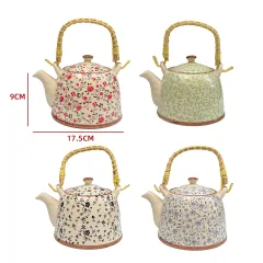 TETERA CERÁMICA ASA ALTA FLORES 17.5×9 CM