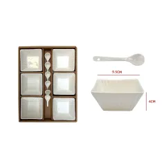 SET 6 BOWLS CUADRADOS + 6 CUCHARAS CERÁMICA