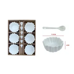 SET 6 BOWLS FLOR + 6 CUCHARAS CERÁMICA
