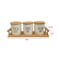 SET FRASCOS CERÁMICA CON BASE 33×10.5×4 CM (FRASCOS 9×9×9.5 CM)