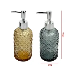 DISPENSADOR JABON VIDRIO PIÑA 7X19 CM