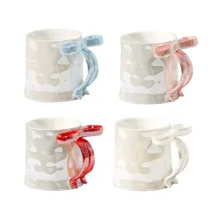 TAZA CERAMICA PERLADA CON LAZO 400ML