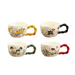 TAZA CERAMICA FLORAL 380 ML
