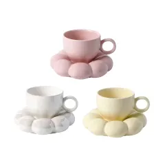 TAZA DE CAFE CERAMICA CON PLATO DISEÑO NUBE  220ML