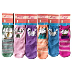 CALCETINES DE NIÑA CORTE MEDIO ESTAMPADO DE ANIMALES TALLA  2|12 UNID