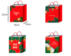 BOLSA DE REGALO COLOR ROJO ADORNOS NAVIDEÑOS  23X18X10CM | 12 UNID