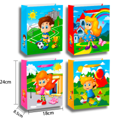 BOLSA DE REGALO COLORES SURTIDO NIÑO/NIÑA 18X24X8.5CM |desde 12 unidades en adelante