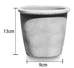 MACETERO PLASTICO CILINDRO JASPEADO GRIS 13X9X12CM | 12 UNID