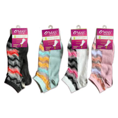 CALCETINES DE MUJER CORTE BAJO CON DISEÑO LINEAS | 12 UNID