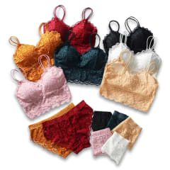 CONJUNTO DE MUJER BRALETTE CORTE MEDIO Y CALZON DE ENCAJE| 12 UNID