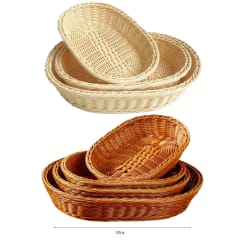 CANASTO ORGANIZADOR PLÁSTICO APARIENCIA MIMBRE OVALADO 30X20X6CM | 12 UNID