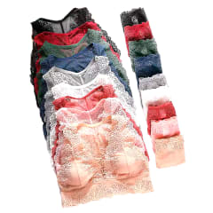 CONJUNTO DE MUJER BRALETTE Y CALZON ENCAJE LISO | 12 UNID