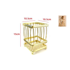 ORGANIZADOR DE CUBIERTOS CUADRADO COLOR DORADO 10.5X10.5X15CM | 12 UNID