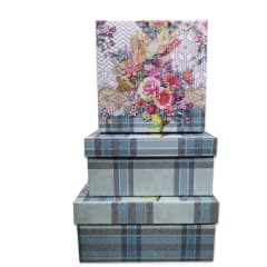 SET 3 CAJAS DE REGALO FLORES FONDE DE CUADROS | 12 UNID