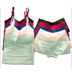 CONJUNTO DE MUJER BRALETTE DISEÑO EN EL ESCOTE Y CALZON DE ENCAJE | 12 UNID