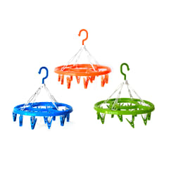 TENDEDERO CON PINZAS PLASTICO 18 CLIPS| 12 UNID