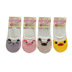 CALCETINES NINA JUVENIL INVISIBLE ALGODON DISENO ANIMALES TALLA 14-16 |12 UNID