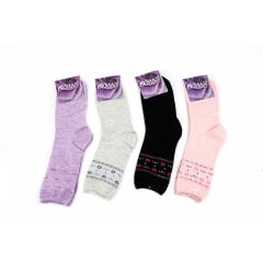 CALCETINES DE MUJER LISO CON ESTAMPADO | 12 UNID