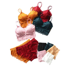 CONJUNTO DE MUJER BRALETTE Y CALZON ENCAJE CON DISEÑO| 12 UNID