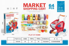 sET SUPERMECADO CARRITO COMPRA Y ANAQUEL 64 PCS