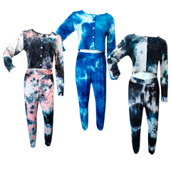 CONJUNTO CAMISA CON BOTONES Y PANTALON TYE DYE | 12 UNID