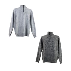 SWEATER DE HOMBRE MEDIO CIERRE COLOR GRIS/NEGRO | 1 UNID