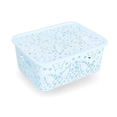 ORGANIZADOR CON TAPA COLOR LISO 17X20X25CM | 12 UNID