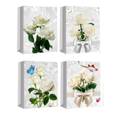 BOLSA DE REGALO FONDO  ROSAS BLANCAS MARIPOSA SURTIDAS 31X12X40CM | X MAYOR