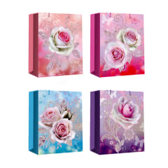 BOLSA DE REGALO ROSAS BRILLANTES 26X10X32CM | 12 UNID